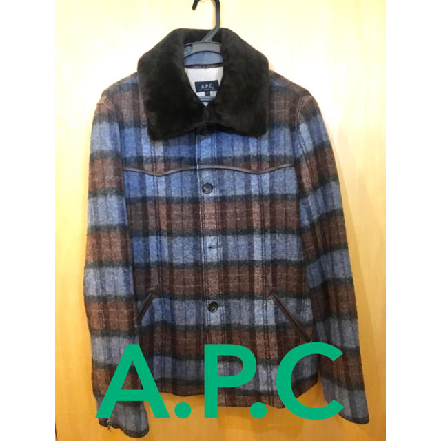 A.P.C(アーペーセー)のA.P.C ブルー×マロン チェック ブルゾン クリーニング済み Mサイズ メンズのジャケット/アウター(ブルゾン)の商品写真