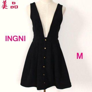 イング(INGNI)の美品★INGNIイングブラックフレアーサロペットスカートM(ミニスカート)