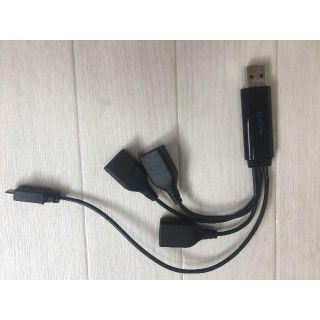 エレコム(ELECOM)の【中古】microUSBコネクタ付きUSBハブ　ELECOM(PC周辺機器)