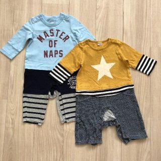 プティマイン(petit main)のりんご様専用 プティマイン＆babyGap 重ね着風のカバーオール2枚セット(ロンパース)