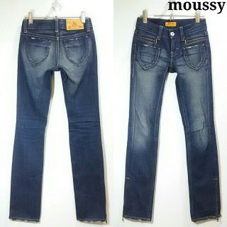 マウジー(moussy)のmoussy　W64cm レディース ダメージスキニー デニム 日本製(デニム/ジーンズ)