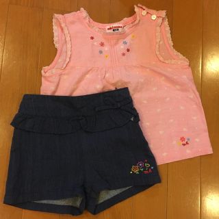 ミキハウス(mikihouse)のミキハウス ピンクのシャツとショートパンツのセット(Tシャツ/カットソー)