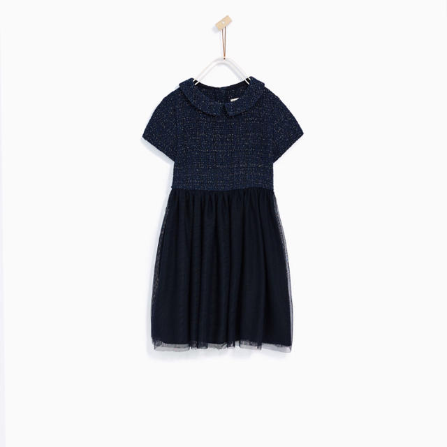 ZARA KIDS(ザラキッズ)のZARAチュール&ツイルドレスお呼ばれワンピース発表会結婚式ガールズ128送料込 キッズ/ベビー/マタニティのキッズ服女の子用(90cm~)(ドレス/フォーマル)の商品写真