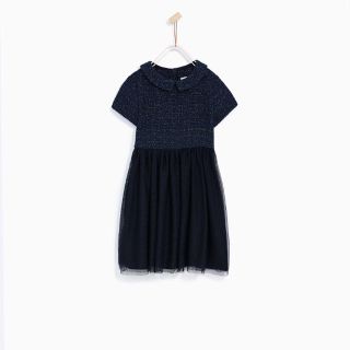 ザラキッズ(ZARA KIDS)のZARAチュール&ツイルドレスお呼ばれワンピース発表会結婚式ガールズ128送料込(ドレス/フォーマル)