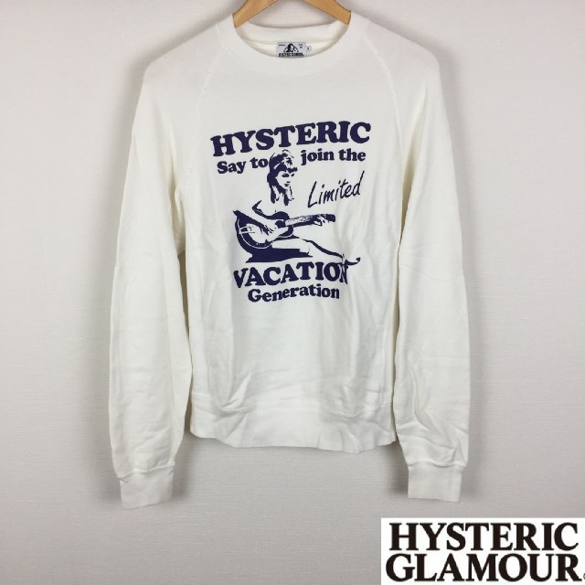 HYSTERIC GLAMOUR(ヒステリックグラマー)の美品 ヒステリックグラマー 長袖スウェット トレーナー ホワイト サイズS メンズのトップス(スウェット)の商品写真