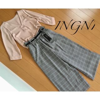 イング(INGNI)の新品INGNI 2点♡五分袖ブラウス＋ベルト付きワイドパンツ(セット/コーデ)