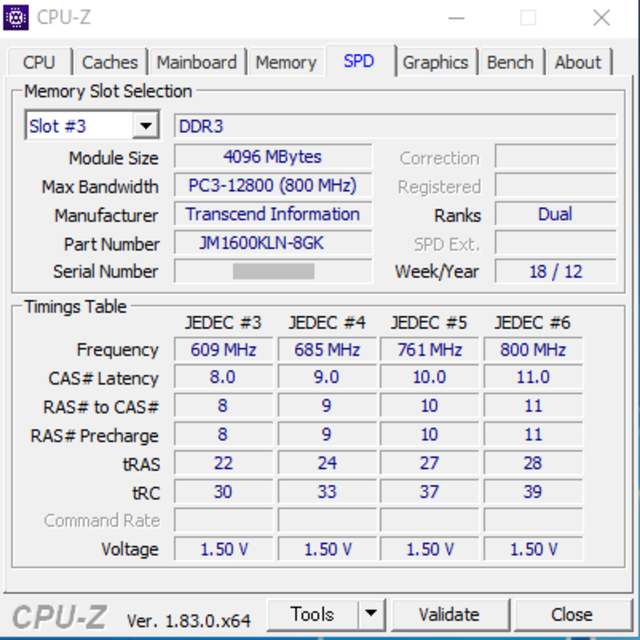 Transcend(トランセンド)のTranscend DDR3-1600 8GB 4GBx2 スマホ/家電/カメラのPC/タブレット(PCパーツ)の商品写真