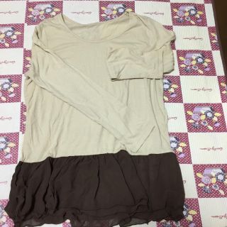 フェリシモ(FELISSIMO)のフェリシモ カットソー Tシャツ✖️チュール LL 大きいサイズ (カットソー(長袖/七分))