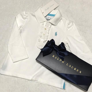 ラルフローレン(Ralph Lauren)の新品✨コットン 長袖ポロシャツ / ホワイト 12M/80(シャツ/カットソー)