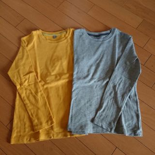 ユニクロ(UNIQLO)のユニクロUNIQLO無地カットソー140 黄+グレー2着(Tシャツ/カットソー)