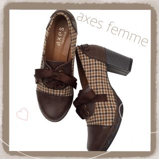 アクシーズファム(axes femme)の[axes femme] 編み上げバイカラーパンプス(茶-Ｍ)(ハイヒール/パンプス)