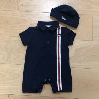 グッチ(Gucci)の未使用♡ GUCCI ロンパース、帽子セット 3-6M(ロンパース)