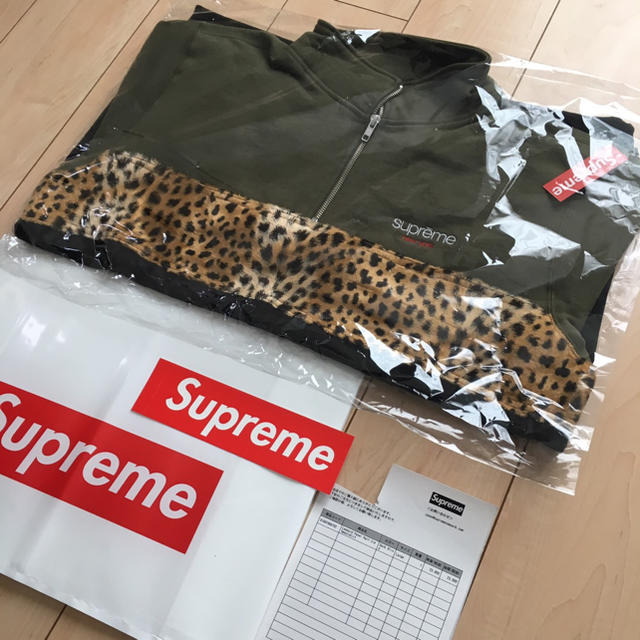 メンズ18aw Supreme Leopard Panel Half Zip