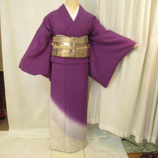 1205高身長パープル花びら訪問着 単品(着物)