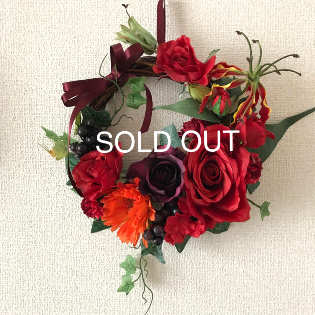 超高品質で人気の 【特価】真紅の薔薇 フラワーリース ローズ リース - kajal.pl