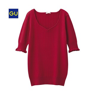 ジーユー(GU)のジーユー
Mサイズ 
ハートネックセーター（５分袖）
RED(ニット/セーター)