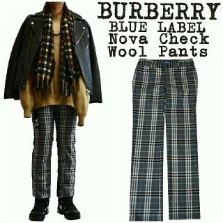 バーバリー(BURBERRY)の★希少★BURBERRY★バーバリー★ノバチェックパンツ★グレー★ウール★S★(スラックス)