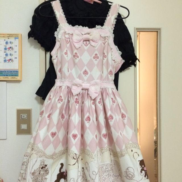 目立ちにくい難ありBABY猫柄ジャンスカピンク