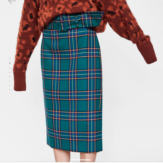 ZARA(ザラ)のザラ ベルト付きチェック柄ペンシルスカート レディースのスカート(ひざ丈スカート)の商品写真