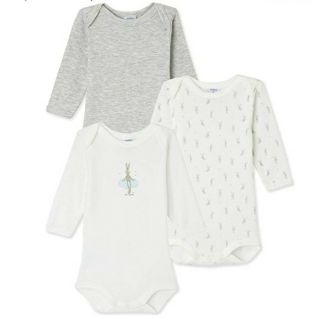 プチバトー(PETIT BATEAU)の【新品】プチバトー 長袖ボディ 3枚組 12m/74cm (肌着/下着)