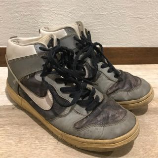 ナイキ(NIKE)のNIKE DUNK HIGH 白×銀リフレクター 27.5(スニーカー)