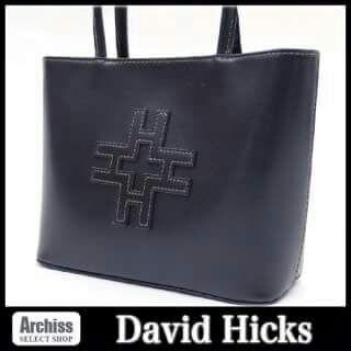 デービッド・ヒックス DAVID HICKS ブラウンロゴ型押しンハンドバッグ