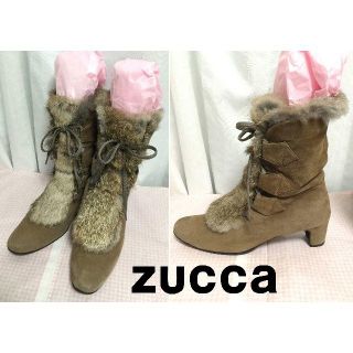 ズッカ(ZUCCa)の【着用2回/美品】ズッカzuccaラビットファーレースアップブーツ/ヌバック(ブーツ)