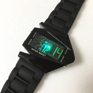 エアークラフト LED ウォッチ 腕時計 シリコン ブラック 黒 変色ライト(腕時計(デジタル))