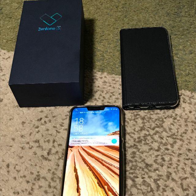 スマートフォン/携帯電話美品 海外版SIMフリー　zenfone5　64GB　ミッドナイトブルー