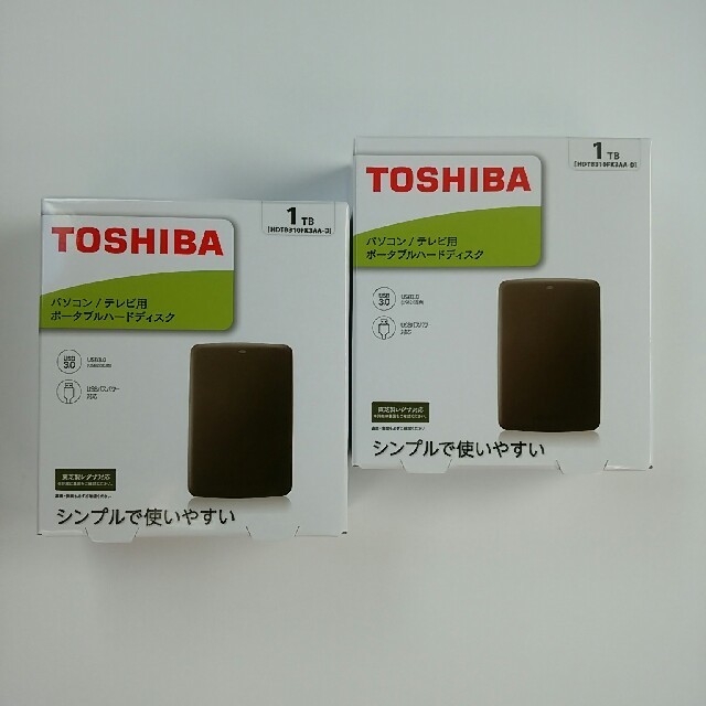 東芝(トウシバ)の2個セット　新品未開封　東芝　ポータブルハードディスク　パソコン／テレビ用 スマホ/家電/カメラのPC/タブレット(PC周辺機器)の商品写真