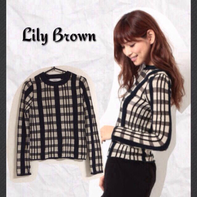 Lily Brown(リリーブラウン)のチェックニットプルオーバー♡お値下げ♡ レディースのトップス(ニット/セーター)の商品写真