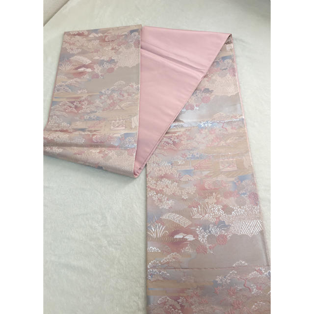 袋帯 正絹 ピンク 光沢感 通年 レディースの水着/浴衣(着物)の商品写真