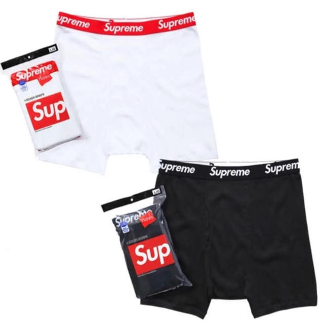 Supreme(シュプリーム)のSupreme®/Hanes® Boxer Briefs 黒白2枚セット メンズのアンダーウェア(ボクサーパンツ)の商品写真