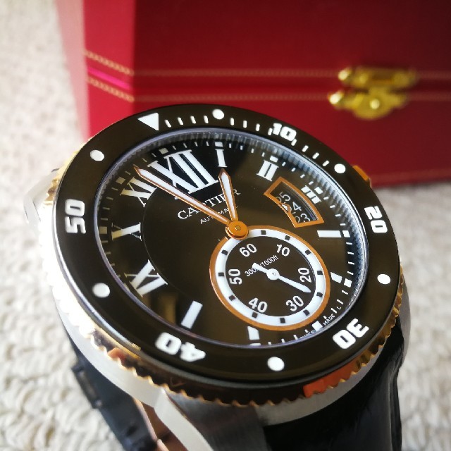 Cartier(カルティエ)の極美品★カルティエ　カリブル　ダイバー★ピンクゴールド★本革ベルト付 メンズの時計(腕時計(アナログ))の商品写真