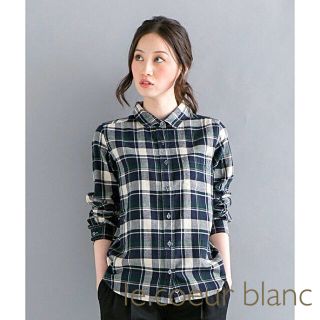 ルクールブラン(le.coeur blanc)の◆新品タグつき◆ チェックネルシャツ  ネイビー柄(シャツ/ブラウス(長袖/七分))