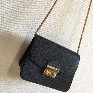 FURLA風 ショルダーバッグ ポシェット ゴールドチェーン 黒(ショルダーバッグ)