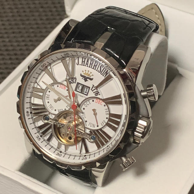 ジョンハリソン メンズ スケルトンバック 腕時計 自動巻き 箱 説明書