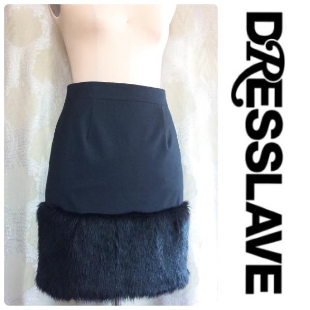 DRESSLAVE(ドレスレイブ)のDRESSLAVE エコファー切り替えのブラックスカート レディースのスカート(ひざ丈スカート)の商品写真