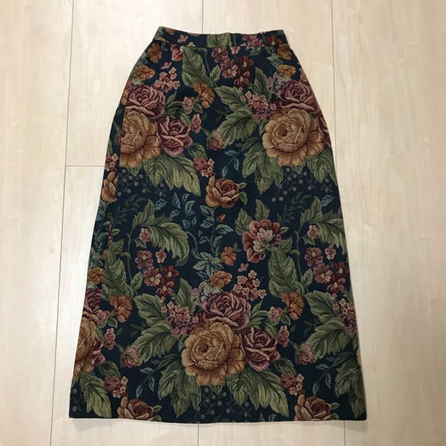 Grimoire(グリモワール)の 古着 ヴィンテージ ビンテージ ゴブラン フラワー レトロ ロング スカート レディースのスカート(ロングスカート)の商品写真