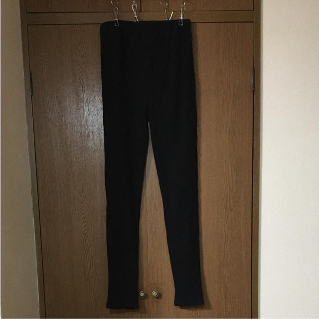 moussy  黒 リブパンツ   CUT RIB PANTS