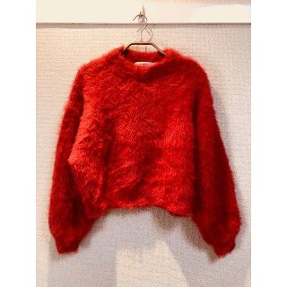 マウジー(moussy)のMOUSSY マウジー ジャギー ニット セーター 赤 F(ニット/セーター)