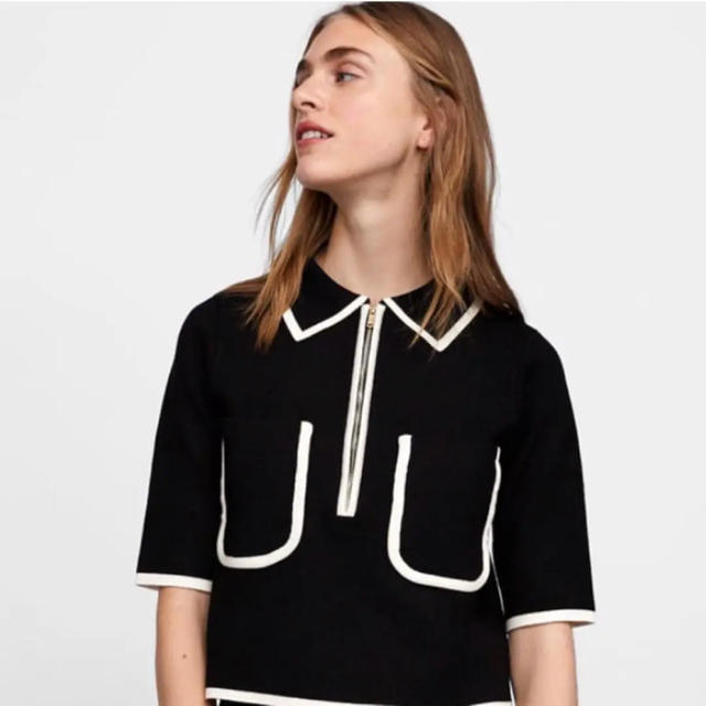 ZARA(ザラ)のZARA 今期 コントラストトップス レディースのトップス(ニット/セーター)の商品写真