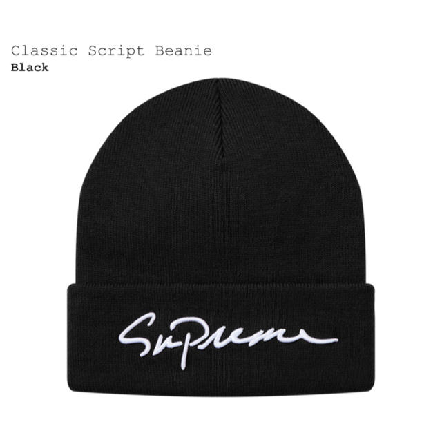 ニット帽/ビーニーsupreme新品18aw Classic Script Beanieビーニー黒