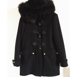 ザラ(ZARA)のhiy様用 ZARA ファー フード付き ダッフルコート 黒 S(ダッフルコート)