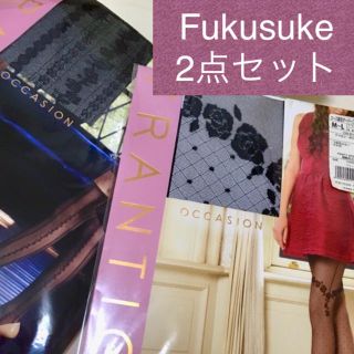 フクスケ(fukuske)のかにまる様【Fukusuke】お得！美脚 柄 ストッキング  タイツ 黒 2点(タイツ/ストッキング)