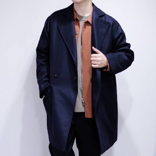 AURALEE LIGHT MELTON OVER COAT 18aw navy