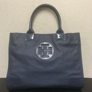 トリーバーチ(Tory Burch)のトリーバーチ　トートバッグ　青　キャンバス　エナメル(トートバッグ)