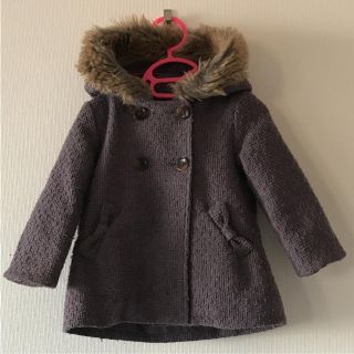 プチバトー(PETIT BATEAU)のコクーン フード付コート  18m  パープル(ジャケット/コート)