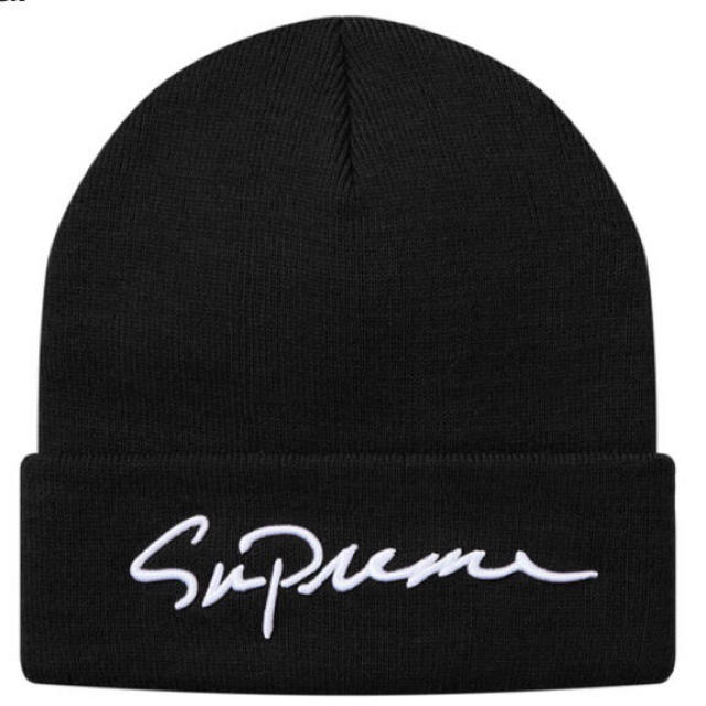 メンズSupreme Classic Script Beanie Black 黒