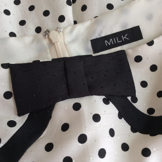 MILK(ミルク)のMILK チュール付 ドット柄 ミニスカート ホワイト×ブラック  レディースのスカート(ミニスカート)の商品写真